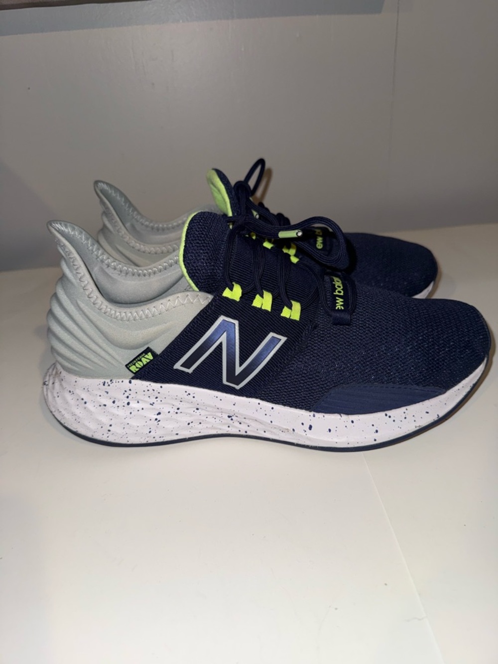 New Balance Women’s Navy, Light Gray and Neon Yellow Running Sneakers size 10